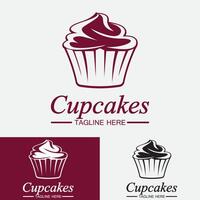 modello di vettore di progettazione di logo di cupcake. icona di panetteria cupcakes.