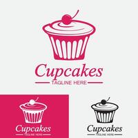 modello di vettore di progettazione di logo di cupcake. icona di panetteria cupcakes.