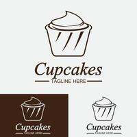 modello di vettore di progettazione di logo di cupcake. icona di panetteria cupcakes.