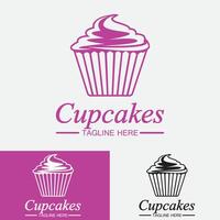 modello di vettore di progettazione di logo di cupcake. icona di panetteria cupcakes.