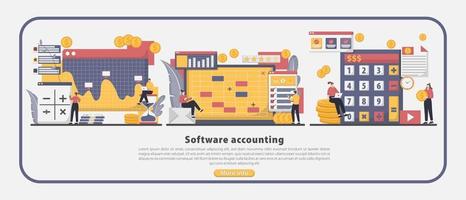 moderno software di contabilità dal design piatto vettore