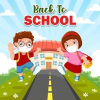 i bambini felici tornano a scuola nella nuova normalità