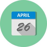 26 aprile Data su un calendario per un solo giorno vettore