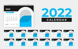 Modello di progettazione del calendario da tavolo astratto 2022 vettore