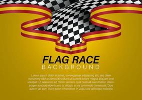 bandiera da corsa con nastro a colori bandiera spagna, illustrazione vettoriale