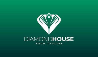 disegno del logo della casa del diamante vettore
