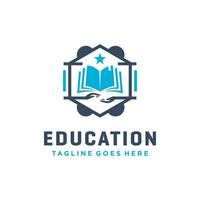 disegno del logo del libro di istruzione scolastica vettore