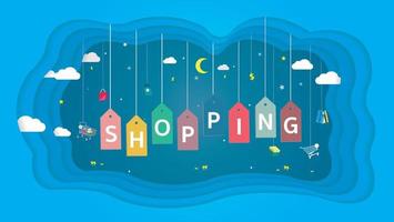 concetto di shopping online. illustrazione vettoriale di concetto di shopping online. banner dello shopping online.