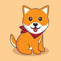 simpatico cane seduto fumetto illustrazione vettoriale. stile cartone animato piatto. vettore del fumetto di shiba inu.