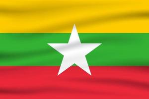 sventolando la bandiera del myanmar. bandiera myanmar. illustrazione vettoriale della thailandia icona 3d