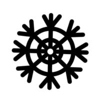 fiocco di neve isolato su sfondo bianco. icona di vettore disegnato a mano. schizzo di cristallo di ghiaccio. concetto festivo monocromatico per decorazione, design di carte, inviti, stampa, tessuti, web.