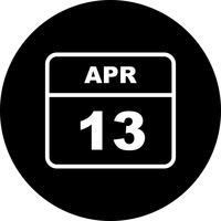 13 aprile Data su un calendario per un solo giorno vettore