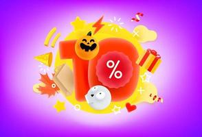 Banner di sconto del 10% di halloween vettore