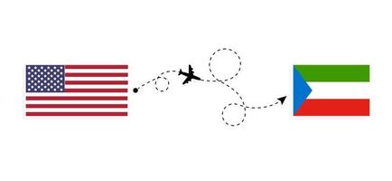 volo e viaggio dagli Stati Uniti alla Guinea equatoriale con il concetto di viaggio in aereo passeggeri vettore