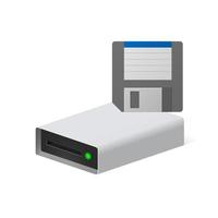 floppy disk volumetrico e unità disco per personal computer vettore