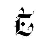 alfabeto. il simbolo è isolato su uno sfondo bianco. calligrafia e lettere. lettera latina medievale. logo per l'azienda. monogramma. vettore