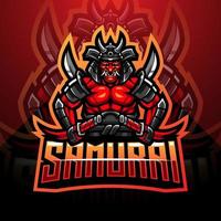 design del logo della mascotte esport del guerriero samurai vettore