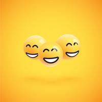 Gruppo di emoticon giallo dettagliato alto, illustrazione di vettore