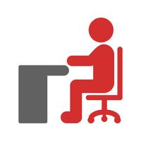 Seduto su Desk Icon Design vettore