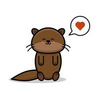 castoro animale simpatico cartone animato con amore su sfondo bianco vettore