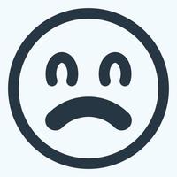 icona emoticon triste 2 - stile taglio linea vettore