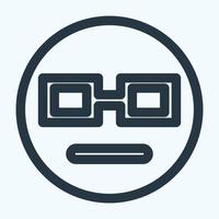 icona emoticon geek - stile di linea vettore