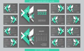 modello di calendario da tavolo 2022 - 12 mesi inclusi - formato a5 vettore