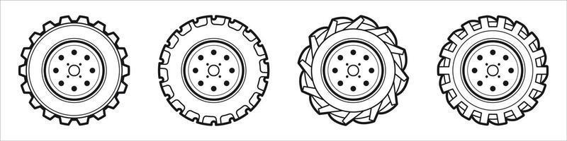 set di pneumatici in gomma isolati, pneumatici per auto, ruote per camion vettore