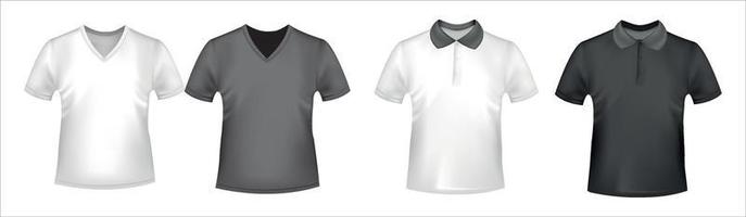 modello di mockup di progettazione di colore bianco nero e grigio anteriore della maglietta isolato. vettore