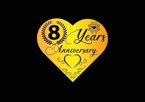 Celebrazione dell'anniversario di 8 anni con il logo dell'amore e il design dell'icona vettore