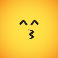 Emoticon giallo realistico davanti a uno sfondo giallo, illustrazione vettoriale