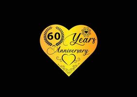 Celebrazione dell'anniversario di 60 anni con il logo dell'amore e il design dell'icona vettore