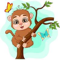 simpatica scimmietta sul ramo di un albero vettore