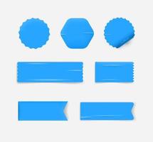 set vettoriale di adesivi blu incollati in carta
