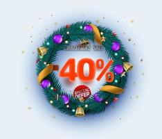 banner promozionale di vettore di offerta speciale di vendita di natale. sconto del quaranta per cento