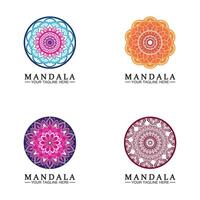 cerchio modello petalo fiore mandala vettore logo modello illustrazione. modello colorato per ritiro spirituale o studio di yoga, biglietti da visita ornamentali, lusso vintage, decorazione ornamentale