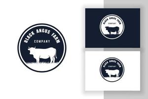 modello di progettazione del logo black angus. illustrazione vettoriale di fattoria delle mucche.