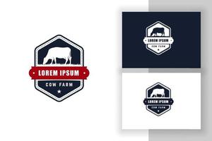 modello di progettazione del logo black angus. illustrazione vettoriale di fattoria delle mucche.