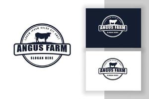 modello di progettazione del logo black angus. illustrazione vettoriale di fattoria delle mucche.