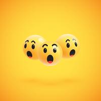 Gruppo di emoticon giallo dettagliato alto, illustrazione di vettore