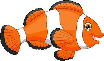 cartone animato felice pesce pagliaccio su sfondo bianco vettore