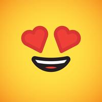 Emoticon giallo realistico davanti a uno sfondo giallo, illustrazione vettoriale