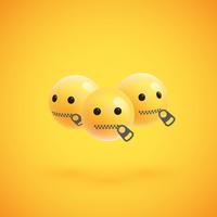 Gruppo di emoticon giallo dettagliato alto, illustrazione di vettore