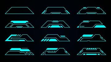 cornice blu interfaccia futuristica elementi hud set disegno vettoriale. vettore