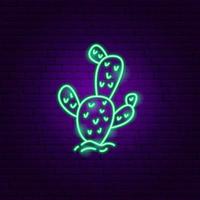 insegna al neon della pianta di cactus vettore