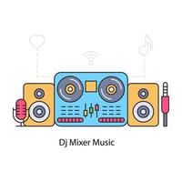 un'illustrazione di design modificabile della musica del mixer dj vettore