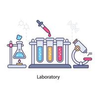 illustrazione di laboratorio, disegno vettoriale di esperimento di chimica