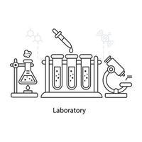 illustrazione di laboratorio, disegno vettoriale di esperimento di chimica