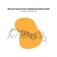 illustrazione di contorno di un memoriale nazionale del monte Rushmore vettore