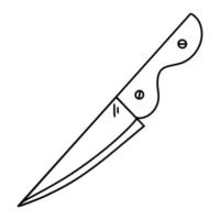 icona di vettore di coltello da cucina. illustrazione disegnata a mano isolato su sfondo bianco. utensile da cuoco affilato con lama in acciaio, manico in legno. un semplice schizzo culinario, tritatutto per tagliare carne, pesce